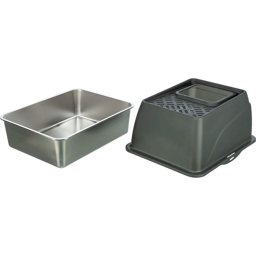 TOILETE "NIRO" EM INOX COM COBERTURA PARA GATOS