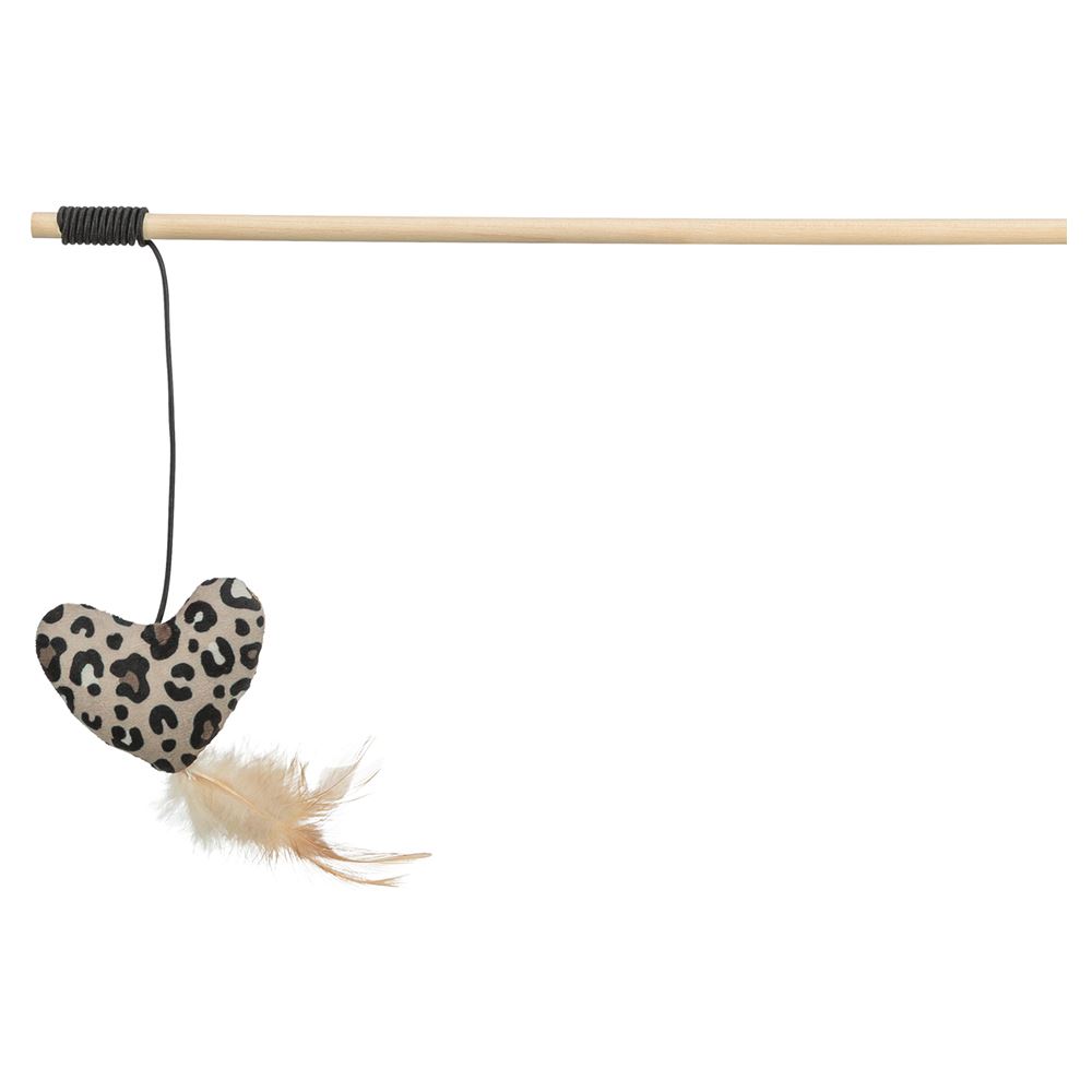 BASTÃO EM MADEIRA COM CORAÇÃO EM PELÚCIA E CATNIP