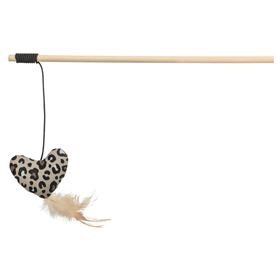 BASTÃO EM MADEIRA COM CORAÇÃO EM PELÚCIA E CATNIP