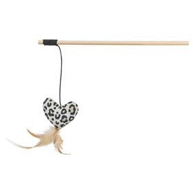 BASTÃO EM MADEIRA COM CORAÇÃO EM PELÚCIA E CATNIP