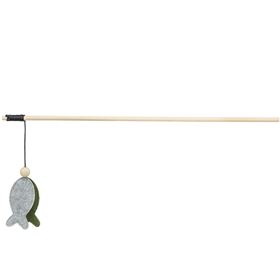 BASTÃO EM MADEIRA COM PEIXE EM FELTRO E CATNIP